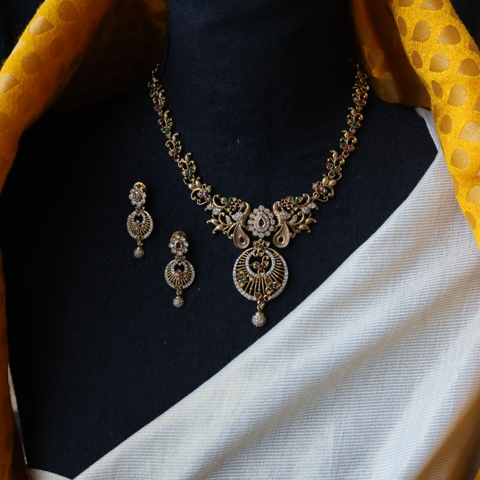 Antique short necklace with earrings TTS4765