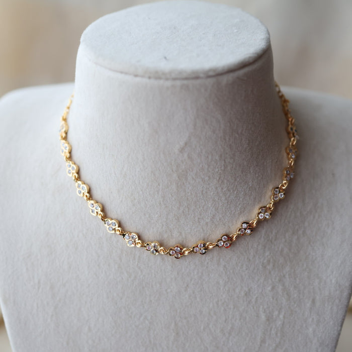 Heritage gold plated simple choker short necklace H336