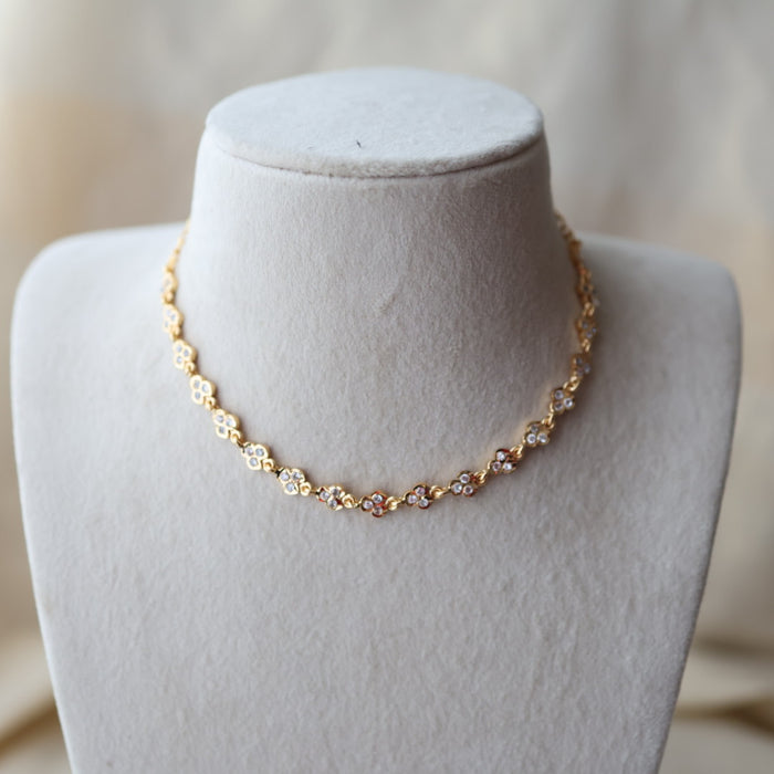 Heritage gold plated simple choker short necklace H336