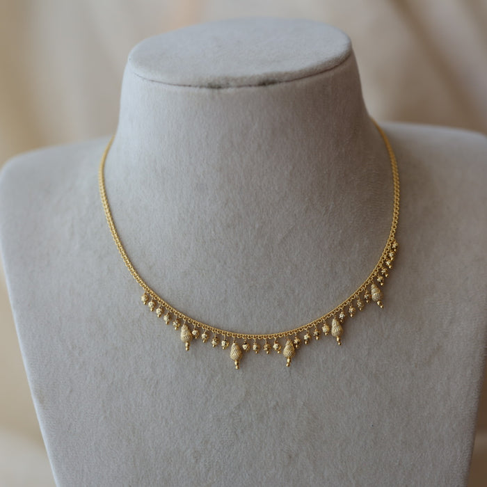 Heritage gold plated short necklace with earrings H7922