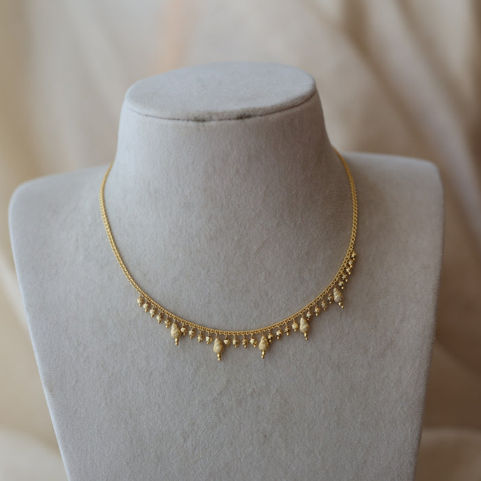 Heritage gold plated short necklace with earrings H7922