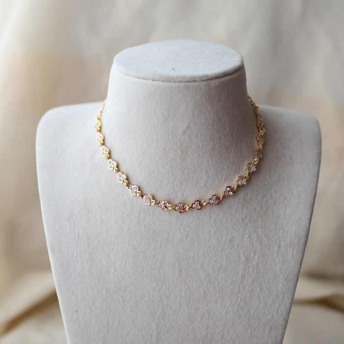 Heritage gold plated simple choker short necklace H336