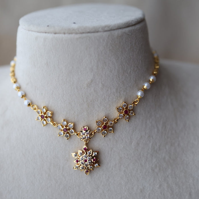 Heritage gold plated simple choker short necklace H339