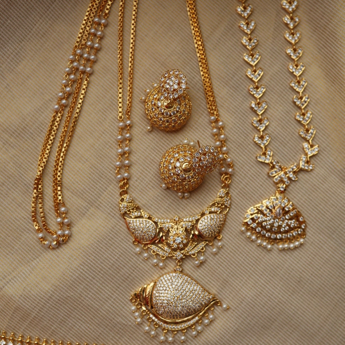 Heritage gold plated gold padakam necklace set with earrings HP301
