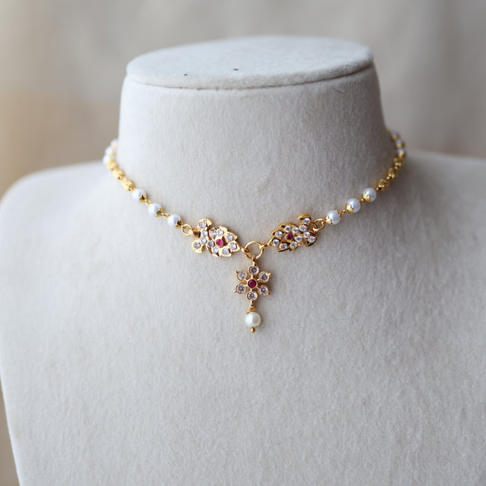Heritage gold plated simple choker short necklace H342