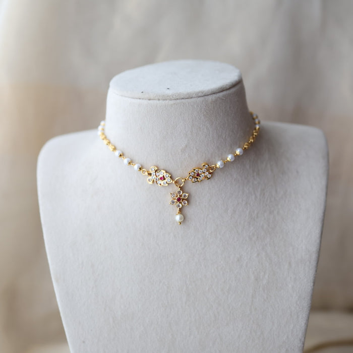Heritage gold plated simple choker short necklace H342