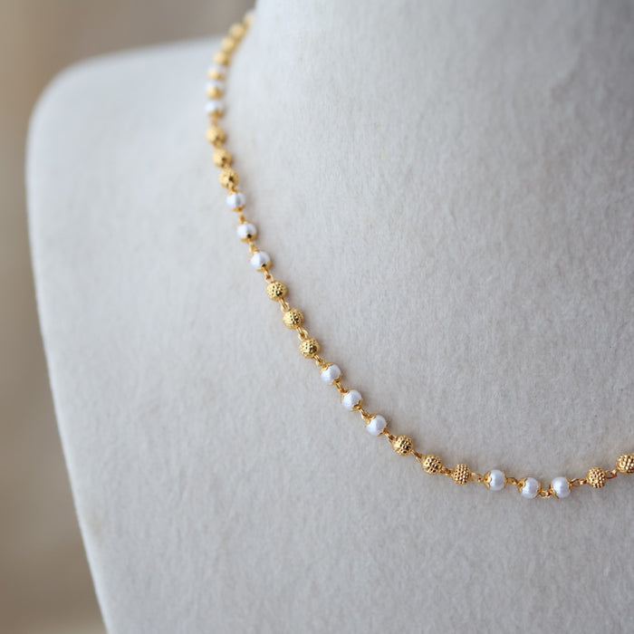 Heritage gold plated simple pearl choker short necklace H456
