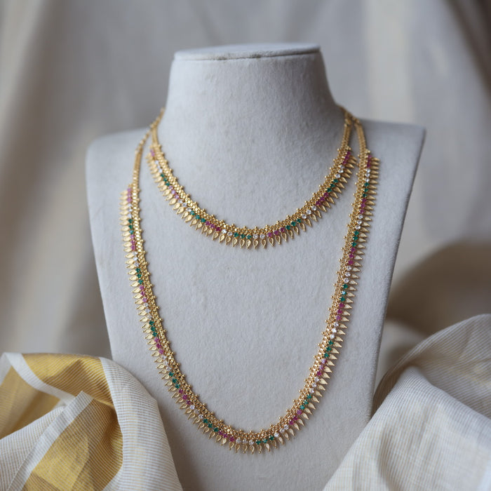 Heritage gold plated multi stone long and short  necklace with earrings HLS176