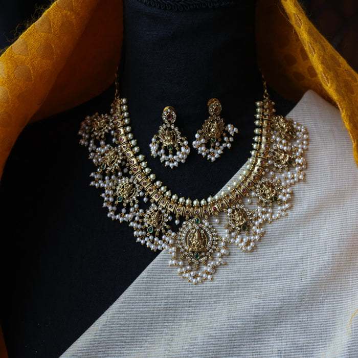 Antique pearl necklace with earrings SS13043