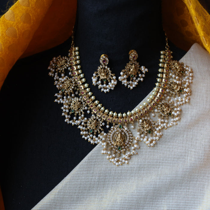 Antique pearl necklace with earrings SS13043