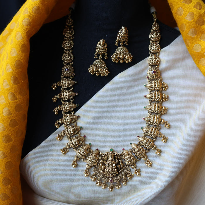 Antique gold temple design necklace with earrings G045