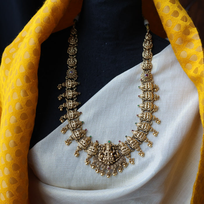 Antique gold temple design necklace with earrings G045