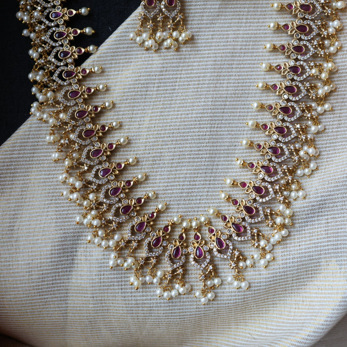 Antique pearl long necklace with earrings LL03019
