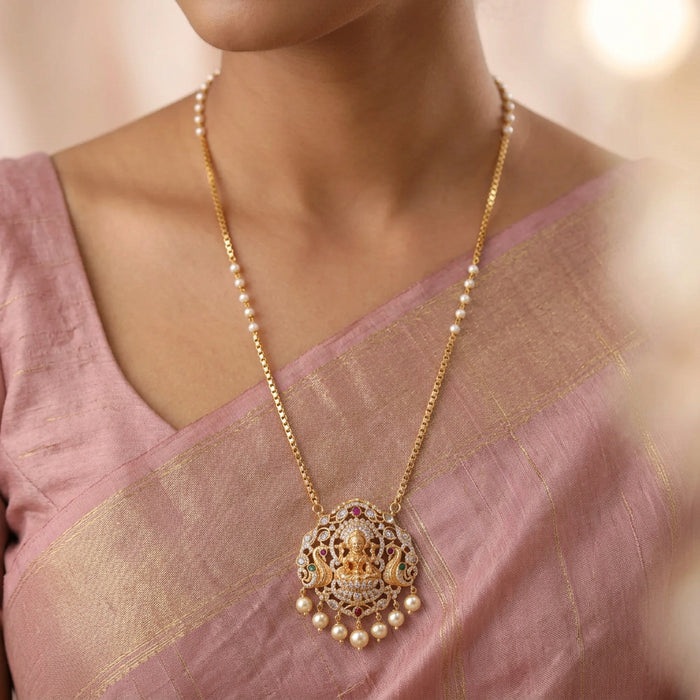 Heritage gold plated templa design padakam long necklace HP113