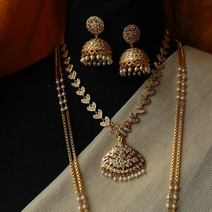 Heritage gold plated gold padakam necklace set with earrings HP301