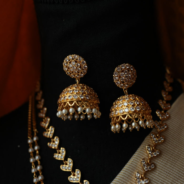 Heritage gold plated gold padakam necklace set with earrings HP301