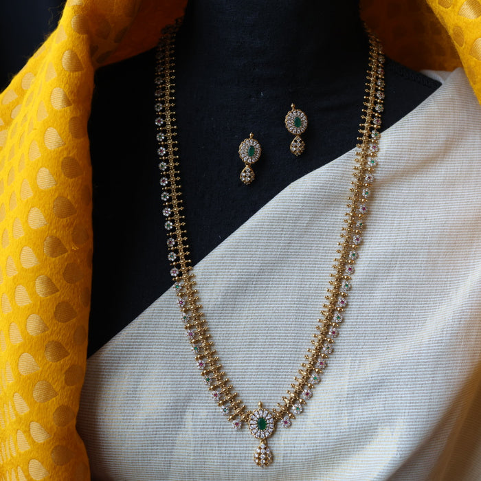 Antique multi stone long necklace with earrings LL03351