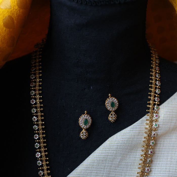 Antique multi stone long necklace with earrings LL03351