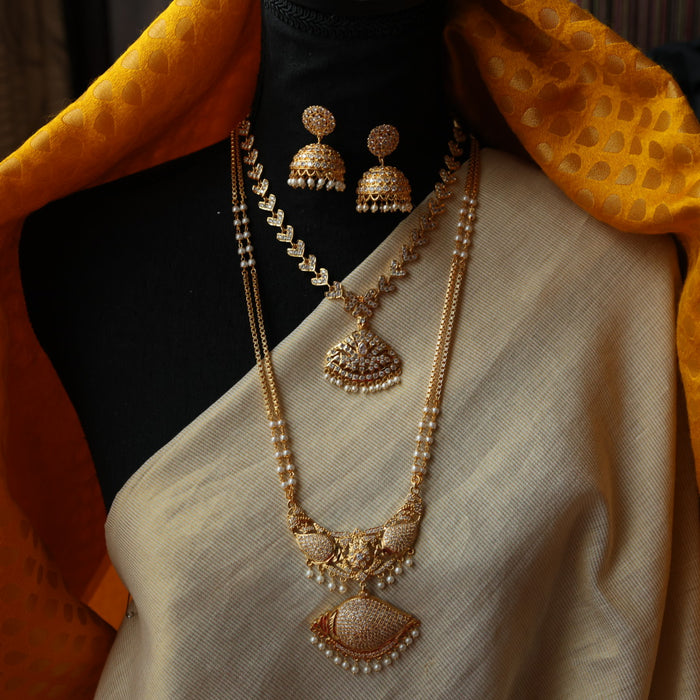 Heritage gold plated gold padakam necklace set with earrings HP301