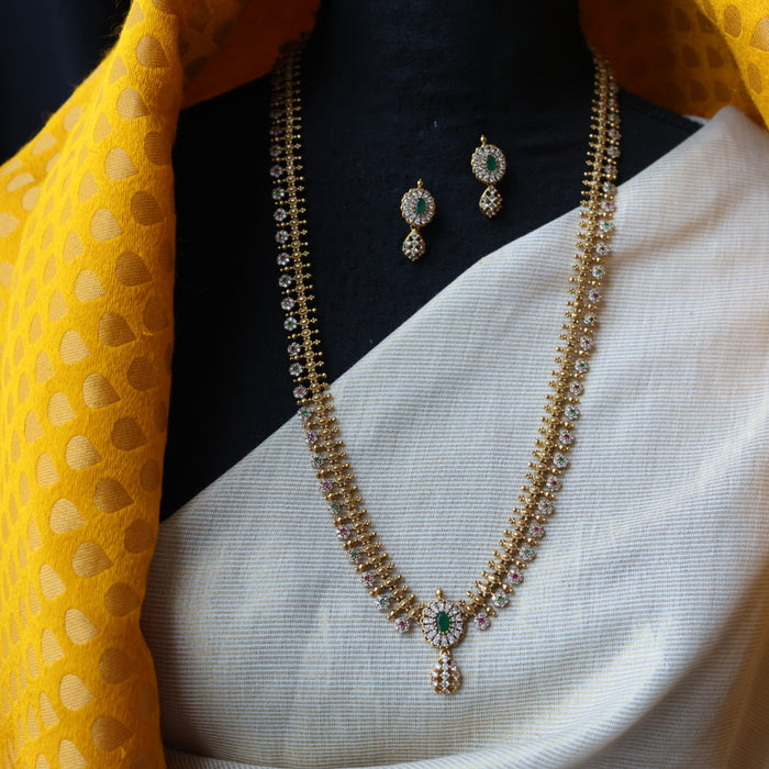 Antique multi stone long necklace with earrings LL03351