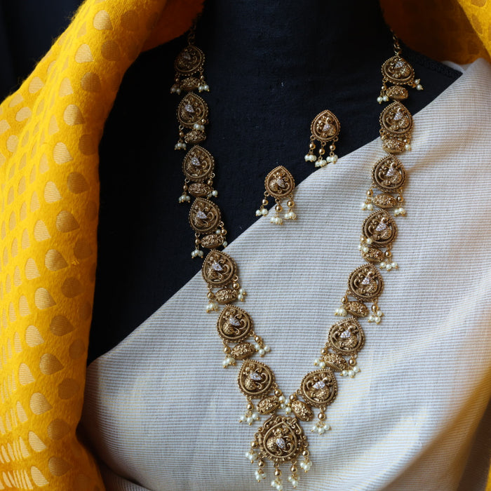 Antique gold temple design necklace with earrings G047