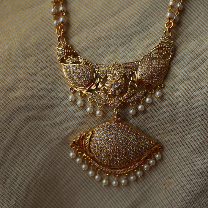 Heritage gold plated gold padakam necklace set with earrings HP301
