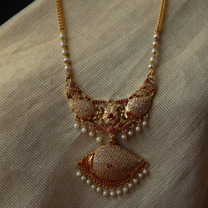 Heritage gold plated gold padakam necklace with earrings HP302
