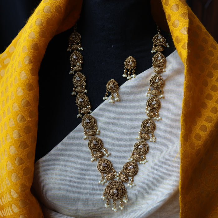 Antique gold temple design necklace with earrings G047