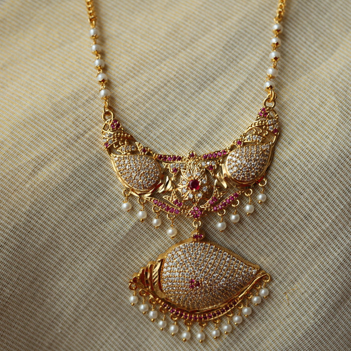 Heritage gold plated gold padakam necklace with earrings HP302