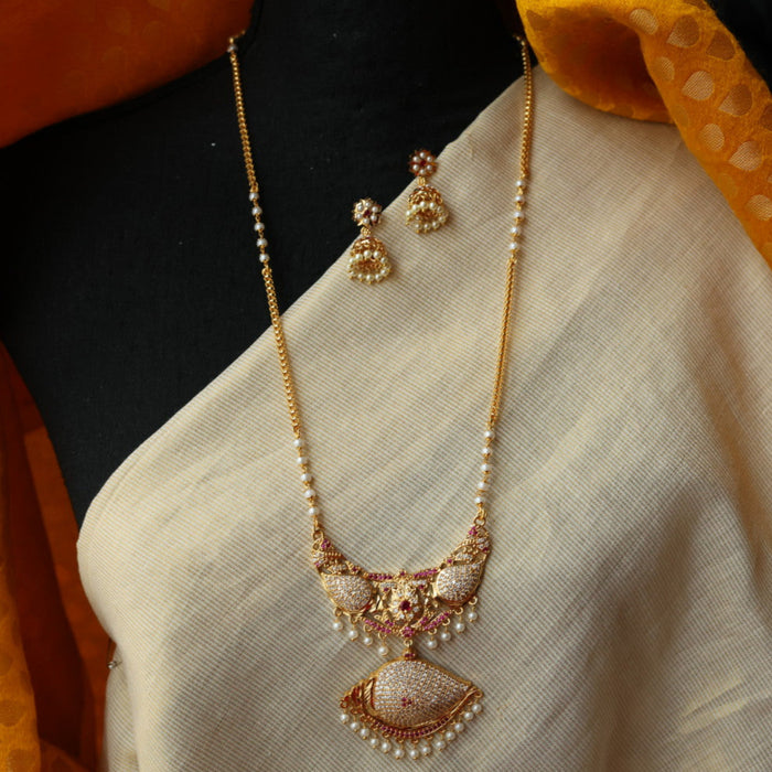Heritage gold plated gold padakam necklace with earrings HP302