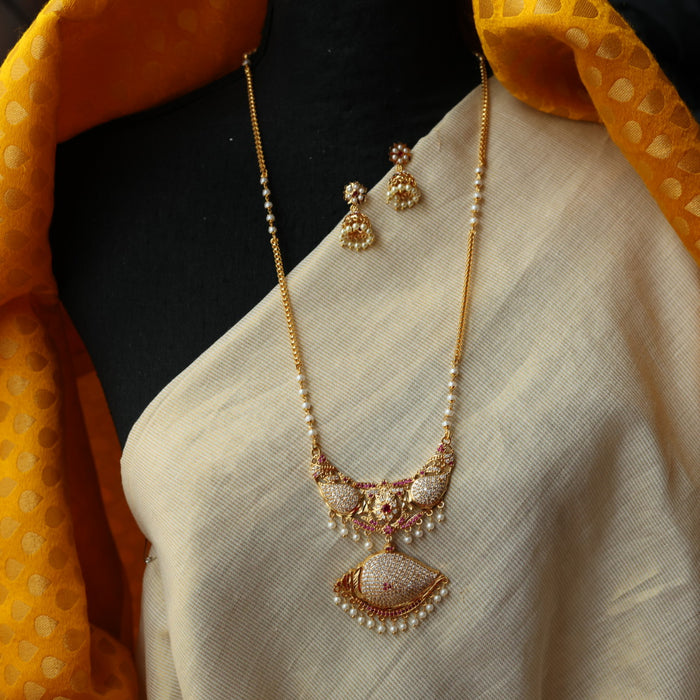 Heritage gold plated gold padakam necklace with earrings HP302