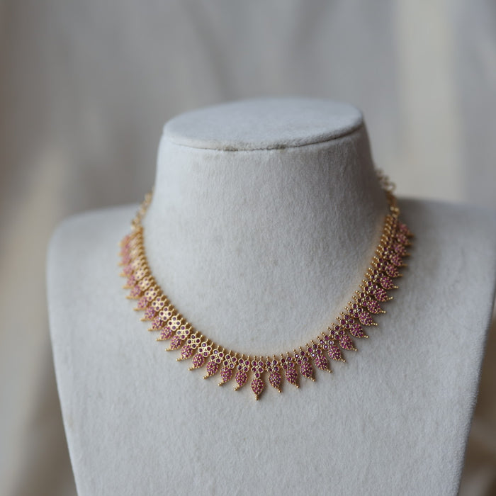 Heritage gold plated ruby stone mango short necklace H681