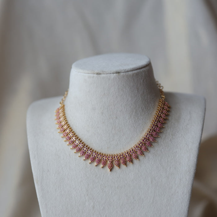Heritage gold plated ruby stone mango short necklace H681