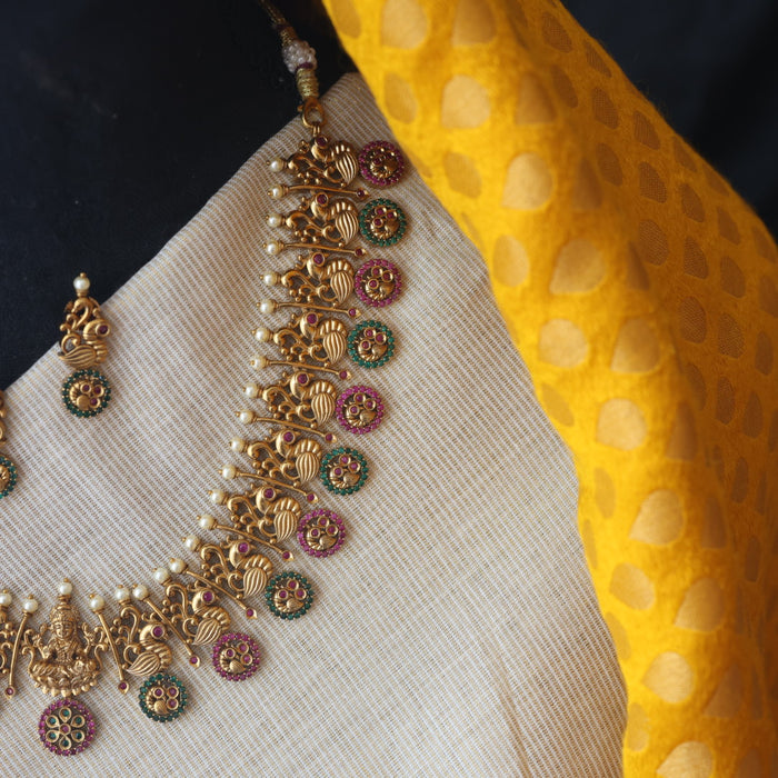 Antique ruby stone short necklace and earrings SS11057