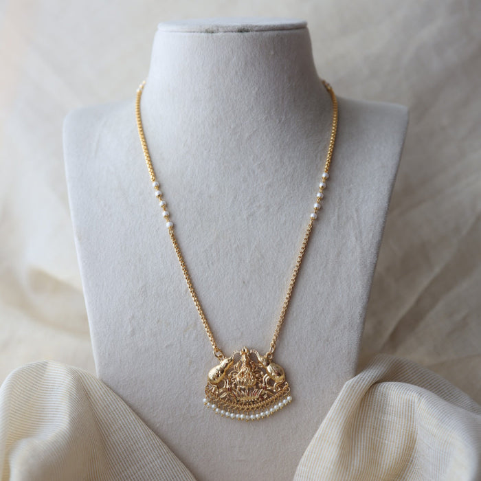Heritage gold plated simple padakam long necklace HP8923