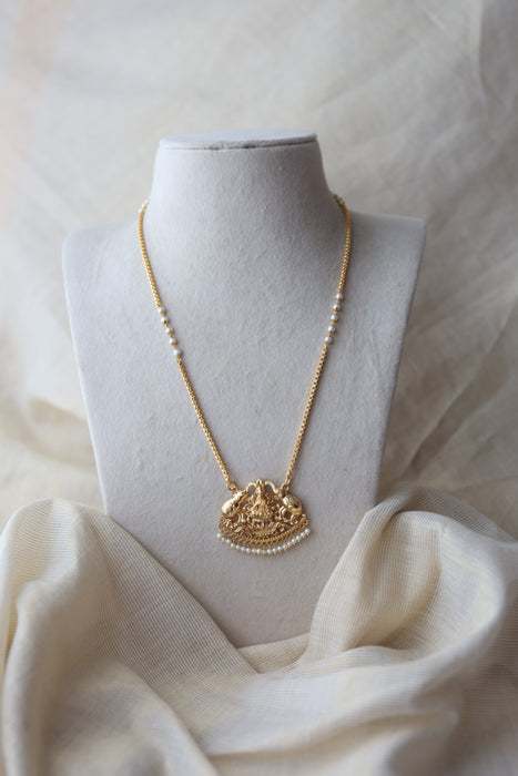 Heritage gold plated simple padakam long necklace HP8923