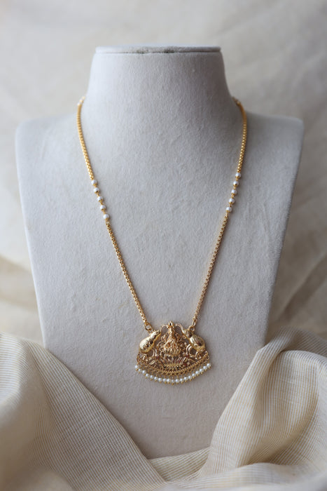 Heritage gold plated simple padakam long necklace HP8923