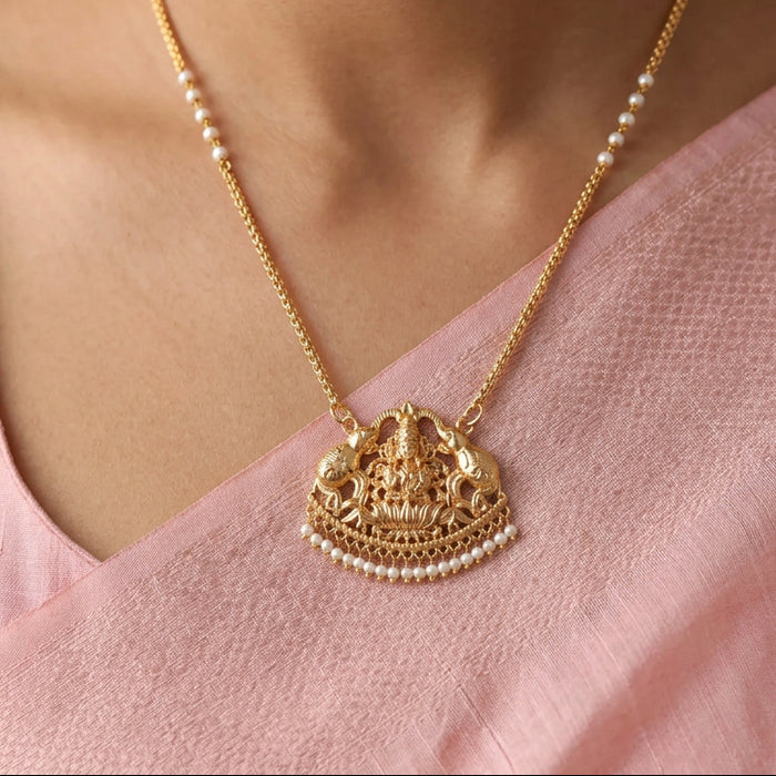 Heritage gold plated simple padakam long necklace HP8923