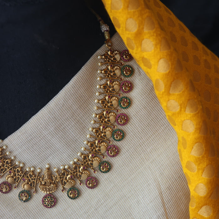 Antique ruby stone short necklace and earrings SS11057