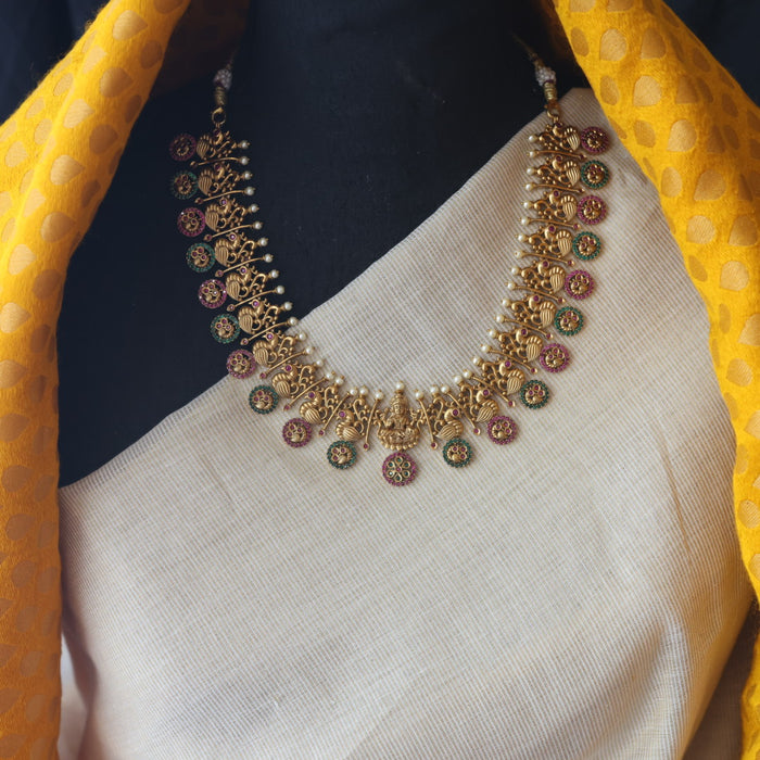 Antique ruby stone short necklace and earrings SS11057