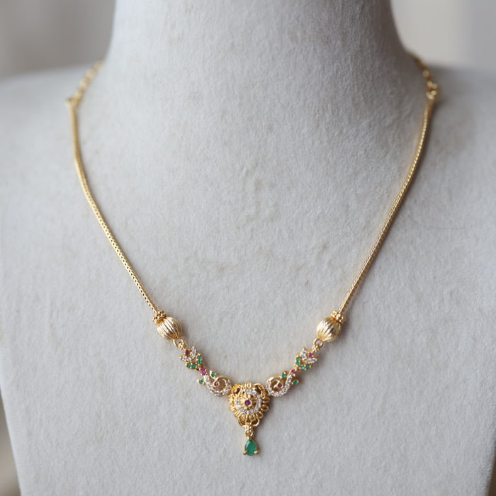 Heritage gold plated multi stone short necklace H9927