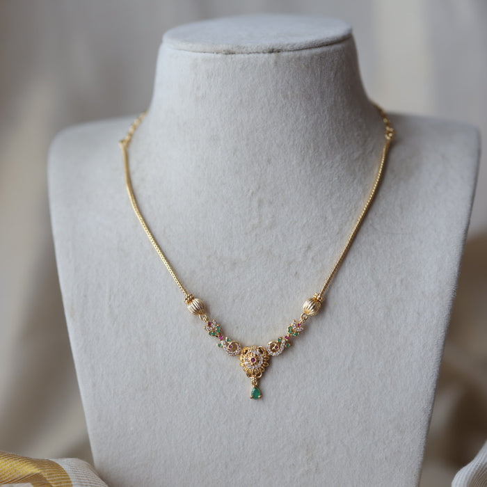 Heritage gold plated multi stone short necklace H9927