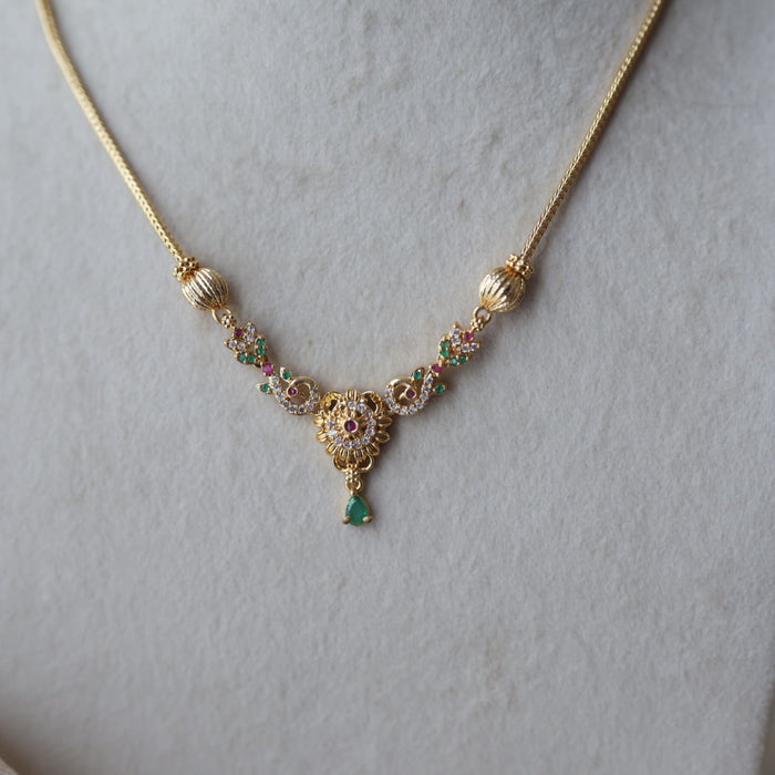 Heritage gold plated multi stone short necklace H9927