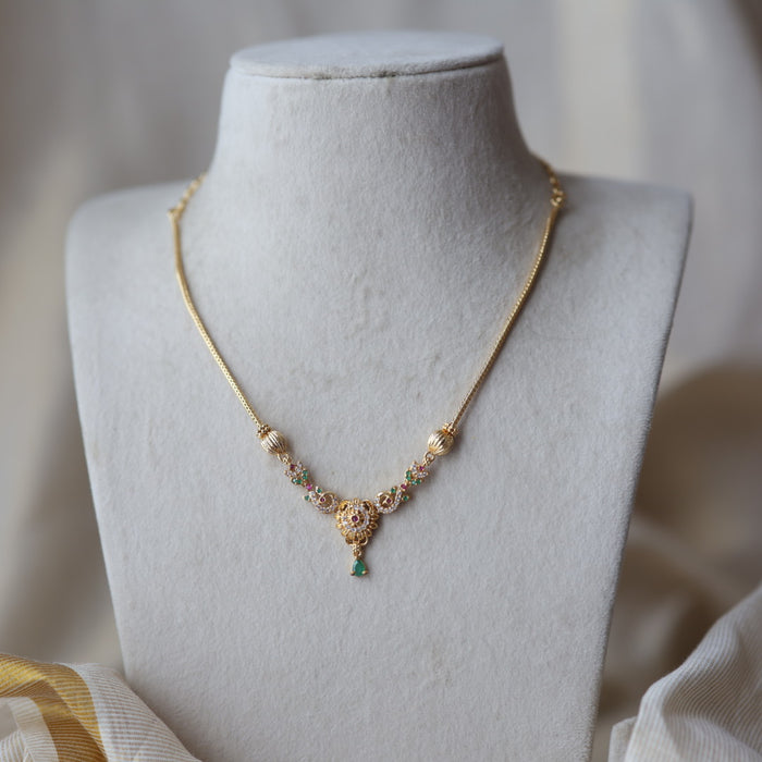 Heritage gold plated multi stone short necklace H9927