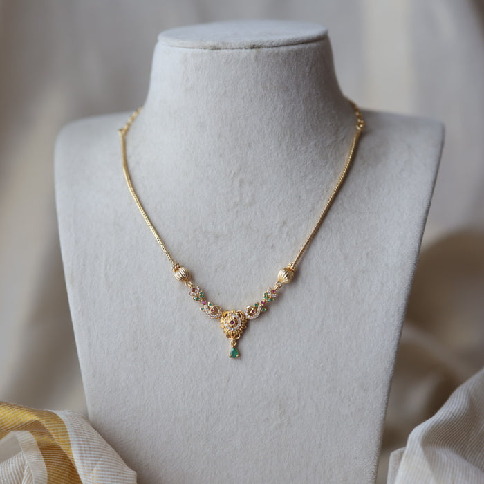 Heritage gold plated multi stone short necklace H9927