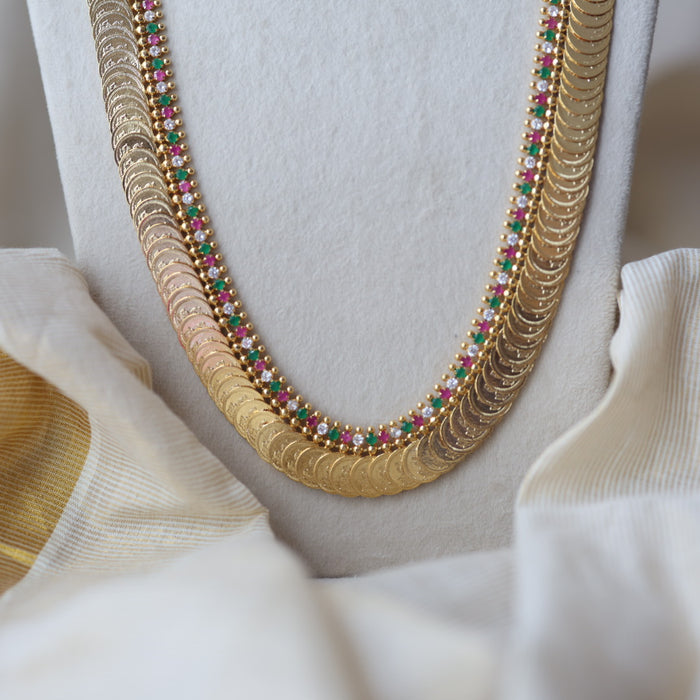 Heritage gold plated multi stone coin long necklace HL927