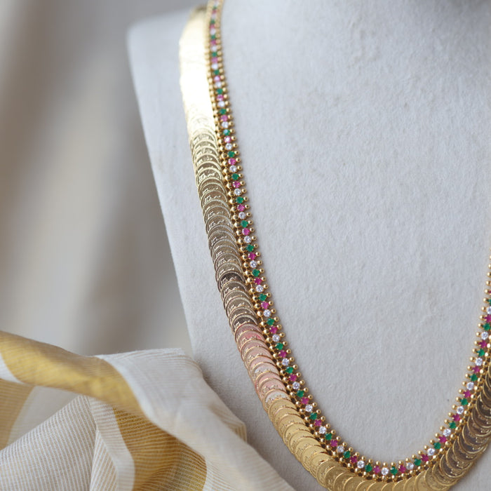 Heritage gold plated multi stone coin long necklace HL927