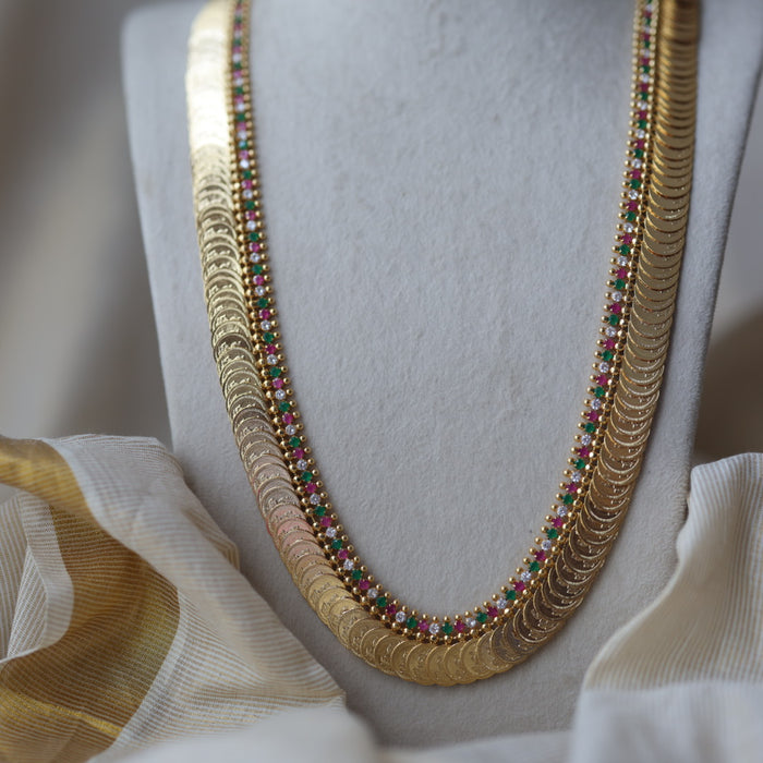 Heritage gold plated multi stone coin long necklace HL927