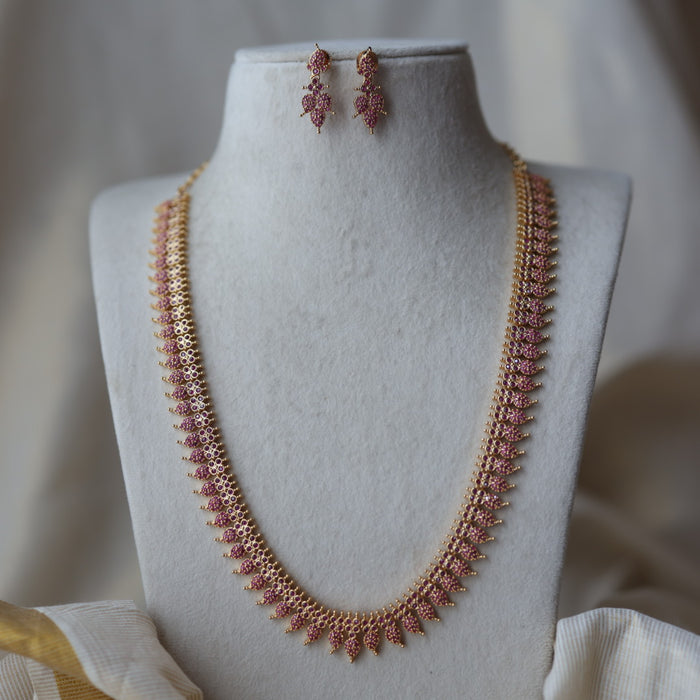 Heritage gold plated ruby stone mango long necklace HL1902