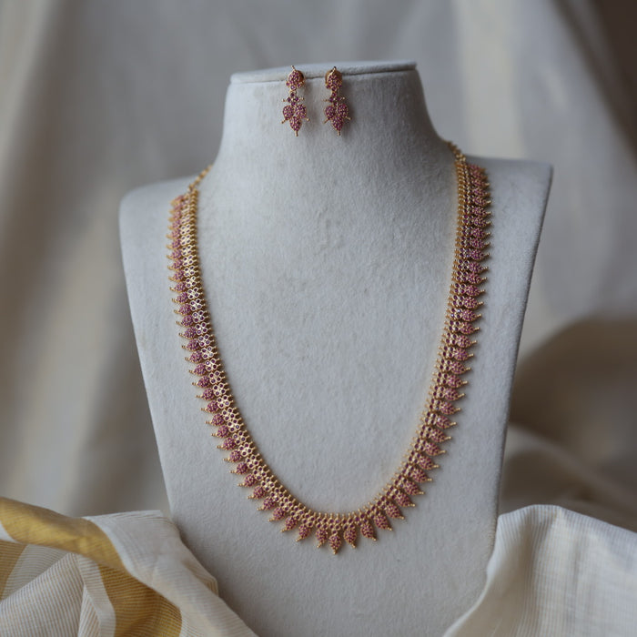 Heritage gold plated ruby stone mango long necklace HL1902